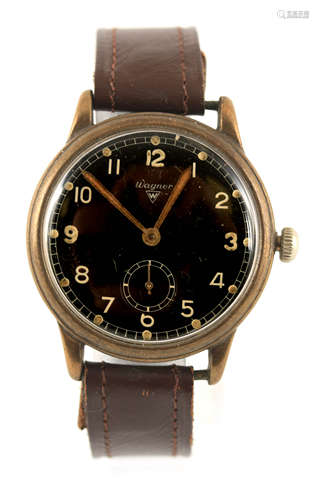 A WAGNER WWII THIRD REICH LUFTWAFFE WRIST WATCH having a bla...