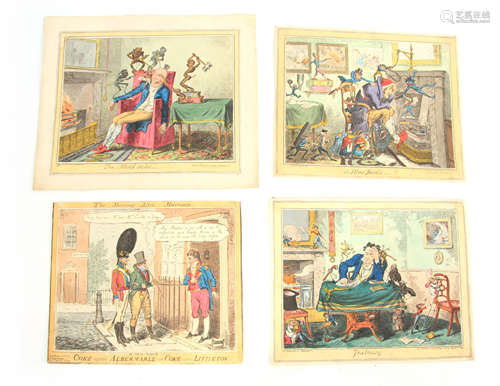 GEORGE CRUIKSHANK (1792-1878) A COLLECTION OF FOUR HAND COLO...