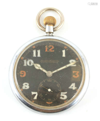 A WWII MILITARY ISSUE JAEGER-LECOULTRE OPEN FACED POCKET WAT...
