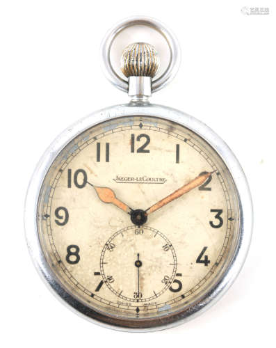 A WWII MILITARY ISSUE JAEGER-LECOULTRE OPEN FACED POCKET WAT...