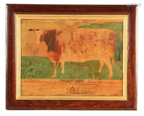 AN EARLY 19TH CENTURY PRIMATIVE PAINTING OF THE CRAVEN HEIFE...