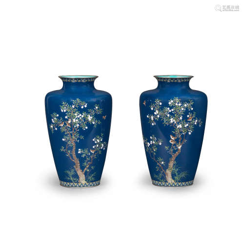 A pair of cloisonné-enamel baluster vases By the workshop of...