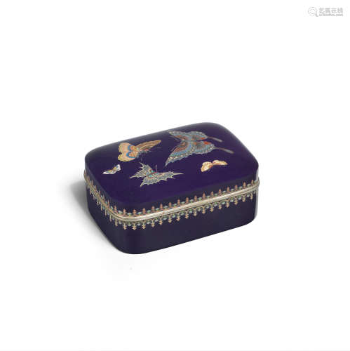 A cloisonné-enamel rectangular box with en-suite cover Meiji...