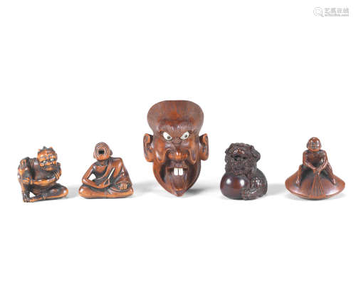 Five various wood netsuke Edo period (1615-1868) or Meiji er...