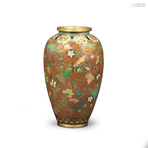 A cloisonné-enamel ovoid vase Attributed to Namikawa Yasuyuk...