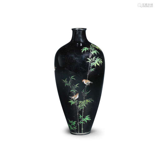 A small cloisonné-enamel ovoid vase By Namikawa Yasuyuki (18...