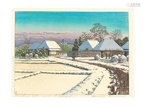 Kawase Hasui (1883-1957) Showa era (1926-1989), both dated 1...