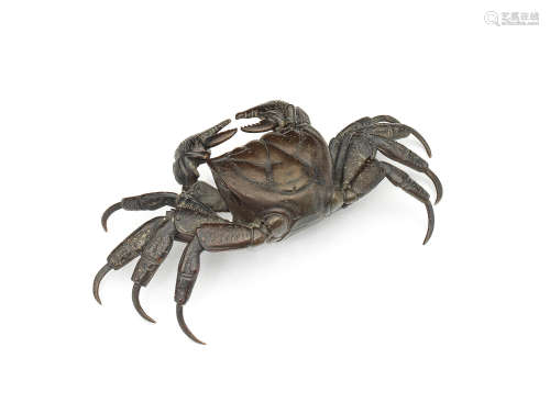 A bronze articulated model of a crab Meiji era (1868-1912), ...