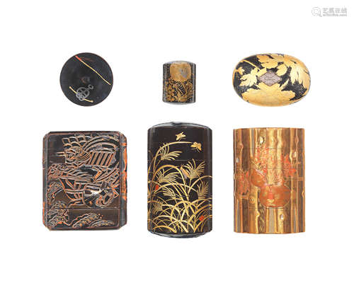 A group of various netsuke and inro The second inro by a mem...