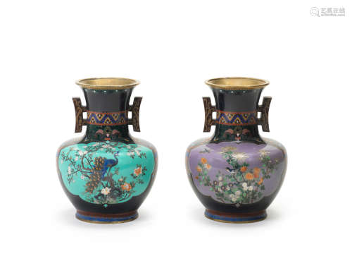 A pair of cloisonné-enamel baluster vases Meiji era (1868-19...