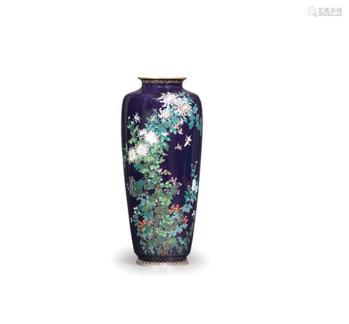 A cloisonné-enamel tall baluster vase Meiji era (1868-1912),...