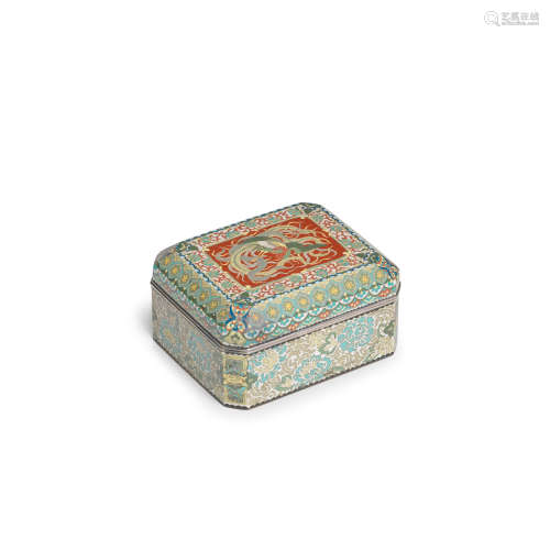 A cloisonné-enamel rectangular box with en-suite cover Meiji...