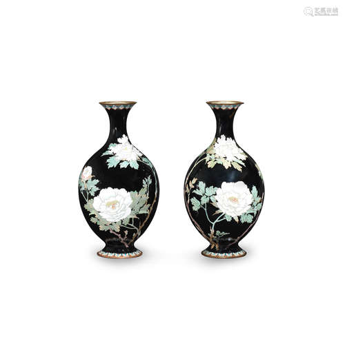 A pair of cloisonné-enamel vases Meiji era (1868-1912), late...