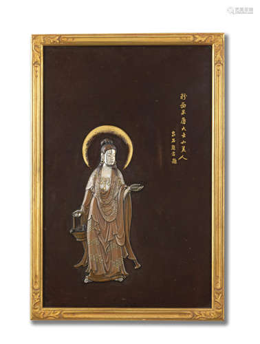 A finely inlaid bronze plaque By Senseki, Meiji era (1868-19...