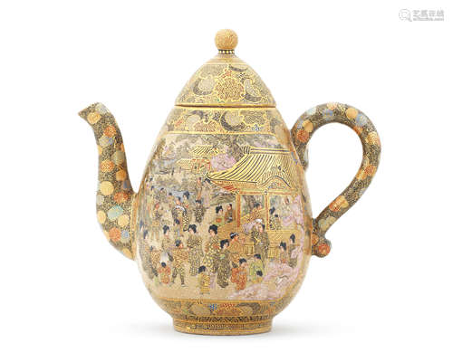 A Satsuma miniature conical teapot By Suigetsu, Meiji era (1...