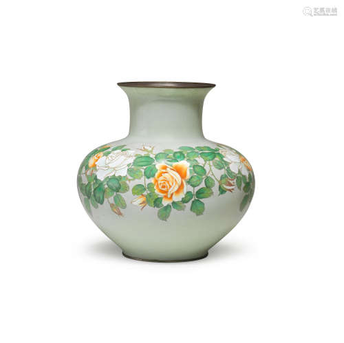 A Cloisonné-enamel baluster squat vase By the Ando Jubei wor...