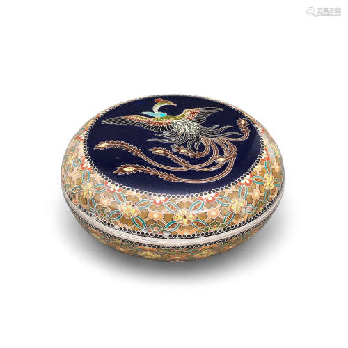 a Cloisonné-enamel circular kogo (incense box) with en-suite...