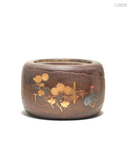 A gold-lacquered paulownia-wood hibachi (brazier) Edo period...
