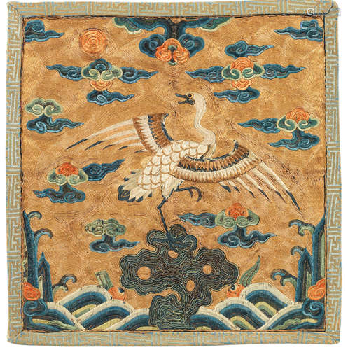 A VERY RARE CIVIL OFFICIAL'S 'GOOSE' RANK BADGE, BUZI Kangxi