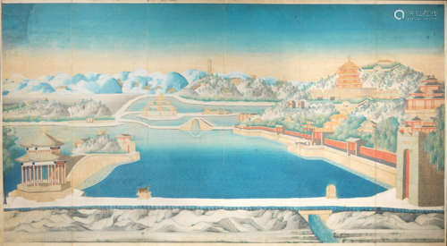 A RARE LARGE PAINTING OF THE SUMMER PALACE Late Qing Dynasty