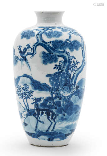 A RARE BLUE AND WHITE 'DEER' VASE Early 18th century