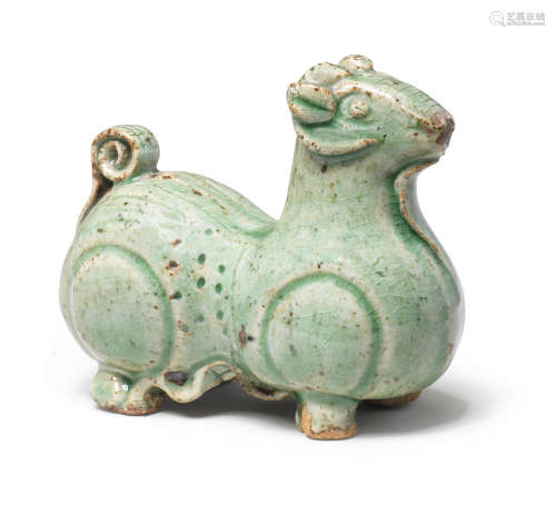 A LONGQUAN CELADON-GLAZED 'RAM' WATER DROPPER Ming Dynasty