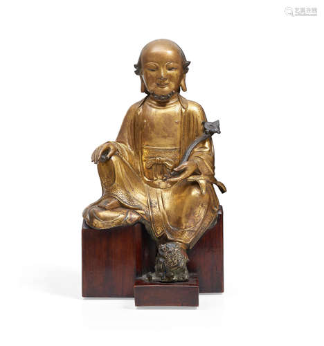 A VERY RARE GILT-BRONZE FIGURE OF VAJRAPUTRA 14th/15th centu...