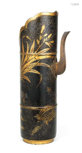 A RARE TIBETAN-STYLE LACQUERED EWER AND COVER, DUOMUHU 18th ...