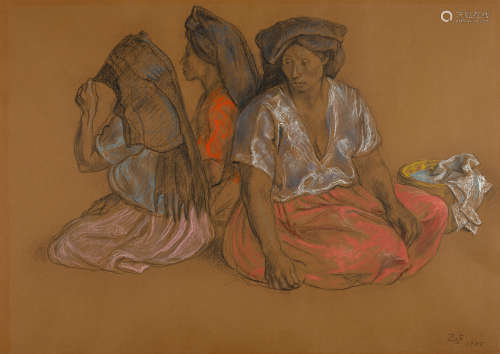 FRANCISCO ZÚÑIGA (1912-1998) Tres mujeres sentadas