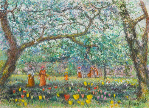 HUGUES CLAUDE PISSARRO (B. 1935) Le goûter dans le jardin de...