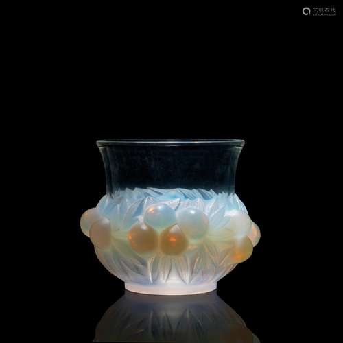 ‡ RENÉ LALIQUE (FRENCH 1860-1945) PRUNES VASE, NO. 1037