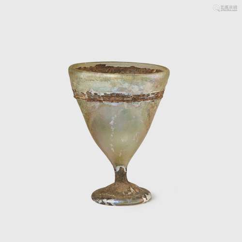 ROMAN GLASS STEM CUP EUROPE / NEAR EAST, 4TH - 5TH CENTURY A...
