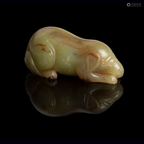 YELLOWISH CELADON JADE CARVING OF A DOG QING DYNASTY, 18TH-1...