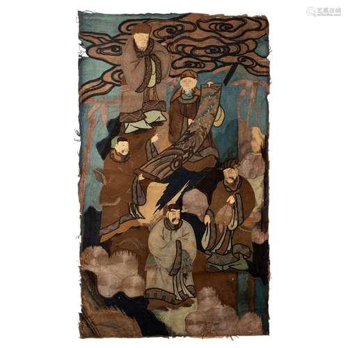 LARGE PAIR OF JAPANESE TAPESTRIES MEIJI PERIOD