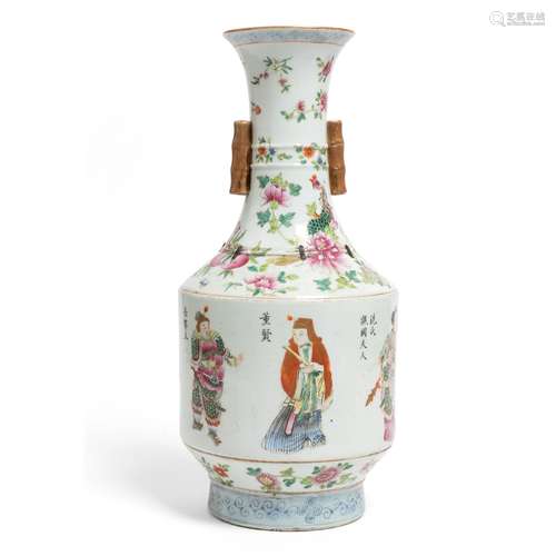 FAMILLE ROSE 'WU SHUANG PU' VASE DAOGUANG MARK AND OF THE PE...