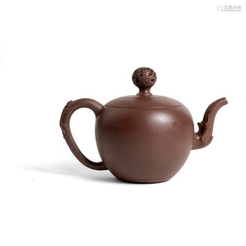 YIXING STONEWARE TEAPOT WITH COVER PROBABLY KANGXI PERIOD