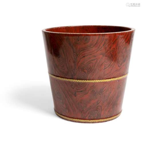 LARGE 'FAUX BOIS' PORCELAIN POT