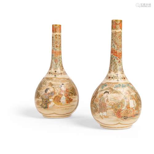 PAIR OF SATSUMA VASES MEIJI PERIOD