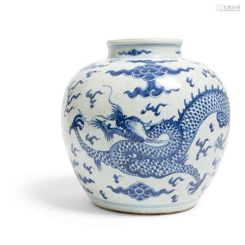 BLUE AND WHITE 'DRAGON' JAR SHUNZHI OR KANGXI PERIOD