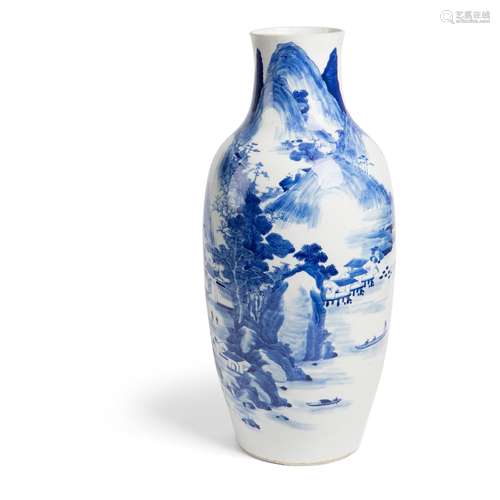 BLUE AND WHITE 'LANDSCAPE' VASE QING DYNASTY, 19TH CENTURY