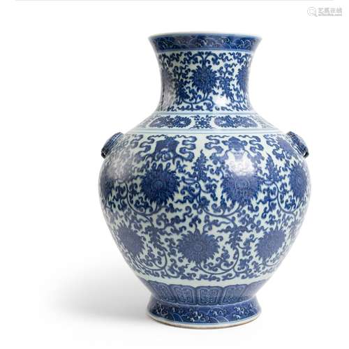 LARGE BLUE AND WHITE 'LOTUS' VASE QIANLONG MARK, 18TH CENTUR...