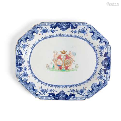 BLUE AND WHITE WITH FAMILLE ROSE 'GREEK GOD' PLATE QIANLONG ...