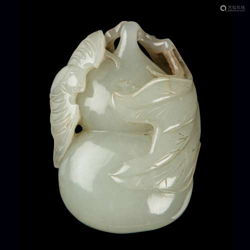 WHITE JADE 'DOUBLE-GOURD' PENDANT QING DYNASTY, 18TH-19TH CE...