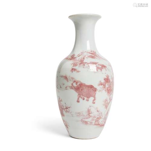 UNDERGLAZE COPPER-RED VASE QING DYNASTY, 18TH-19TH CENTURY