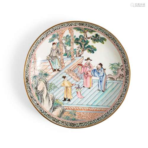 CANTON ENAMEL CIRCULAR PLATE QING DYNASTY, 18TH CENTURY