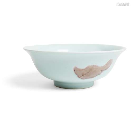 UNDERGLAZE-RED 'FISH' BOWL YONGZHENG MARK