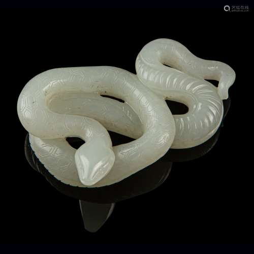 WHITE JADE CARVING OF A SNAKE QING DYNASTY, 19TH CENTURY