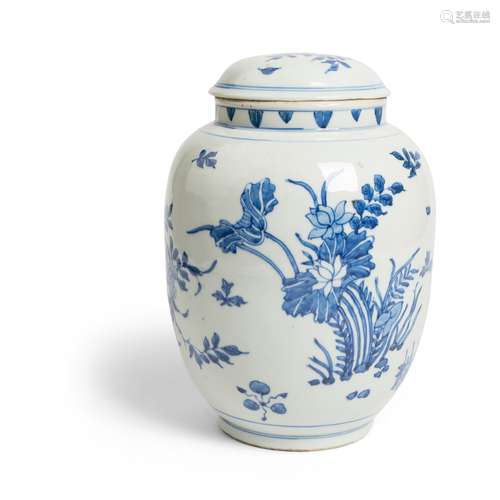 BLUE AND WHITE JAR WITH COVER SHUNZHI PERIOD