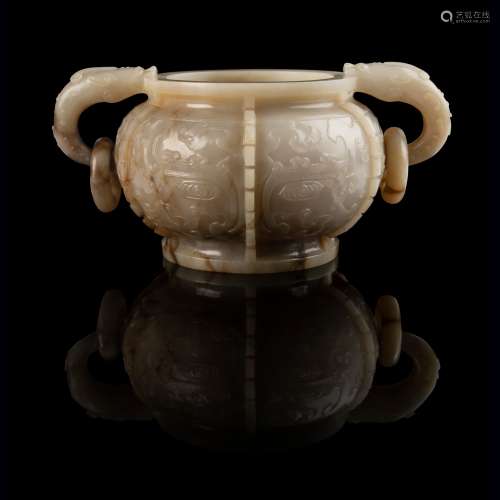 WHITE JADE ARCHAISTIC 'GUI' CENSER QING DYNASTY, 18TH-19TH C...