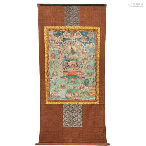 THANGKA DEPICTING GREEN TARA QING DYNASTY, 19TH CENTURY